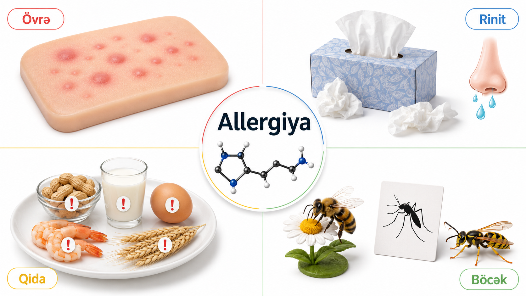 Allergiya novleri — deri ovre rinit astma qida bocek qasinma dermatit antihistamin